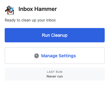 Inbox Hammer Extension Popup