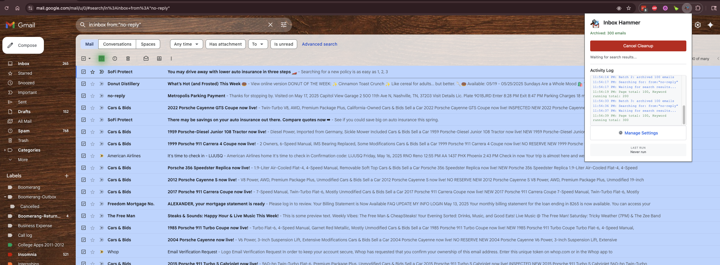 Inbox Hammer Working